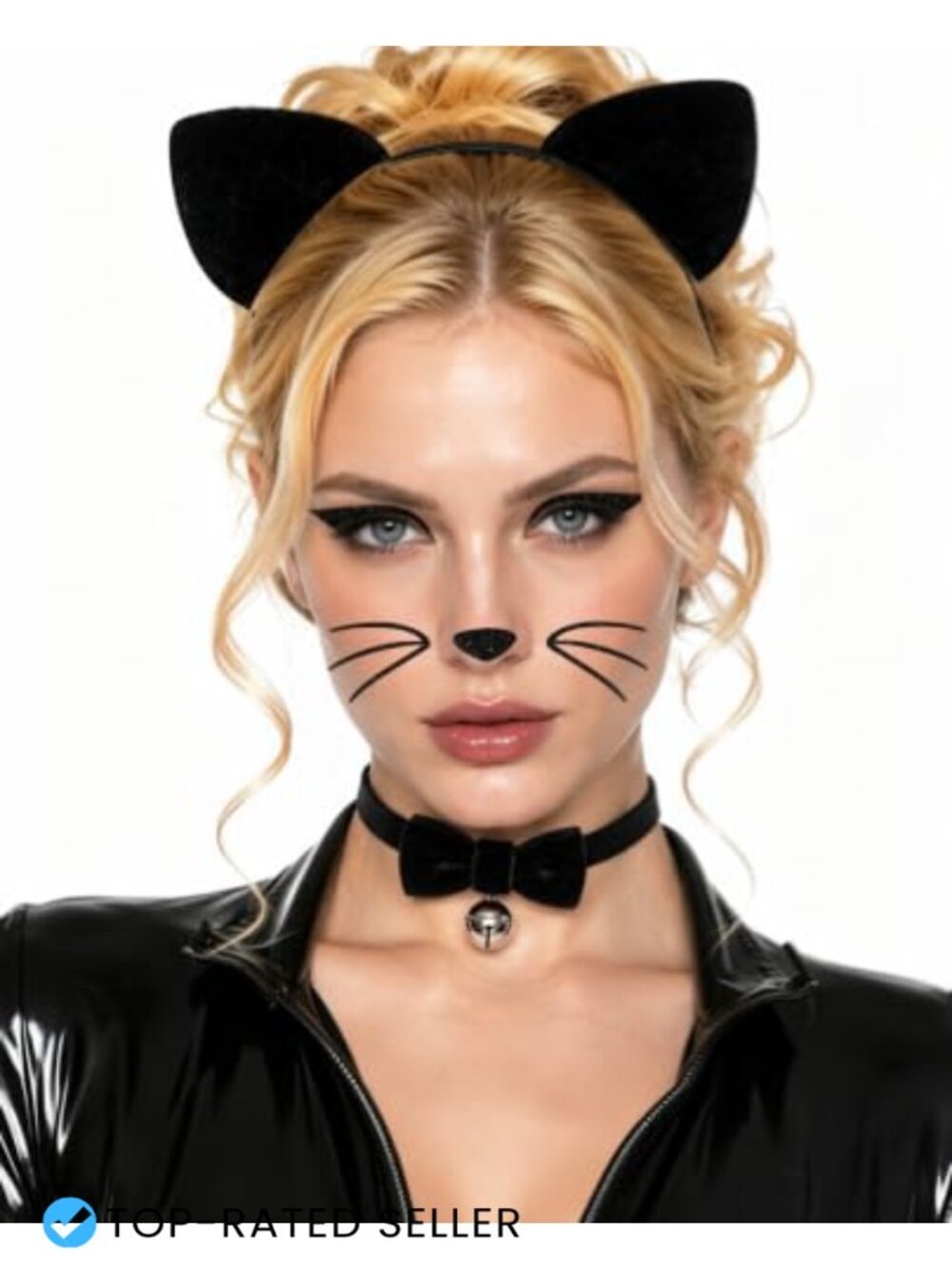 Cat Ears Headband Bell Choker Necklace Set Costume Accessories for Women